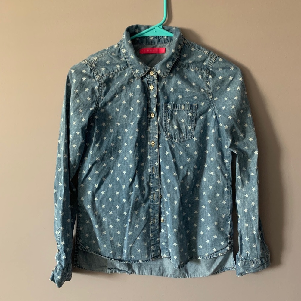 Girl’s Blue Star Button Down Shirf